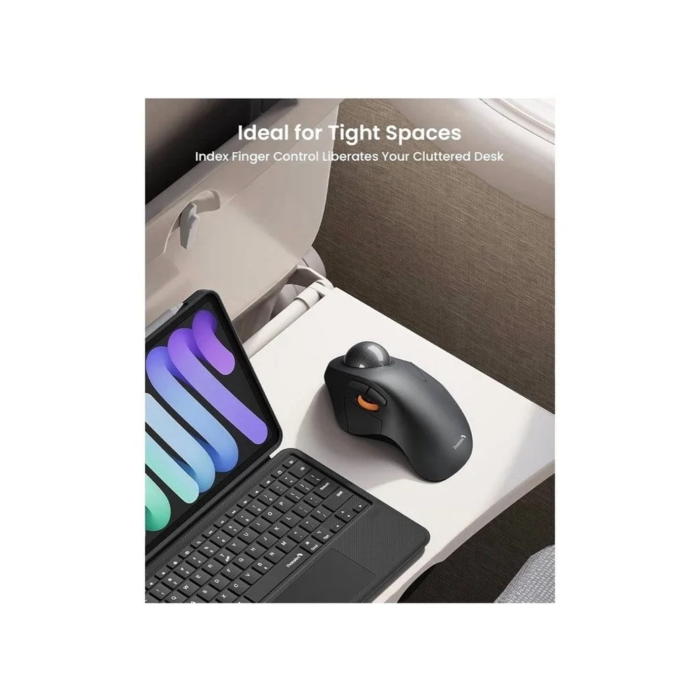 ProtoArc EM03 NL Ergonomic Rechargeable Wireless Trackball‎ Mouse Gray Bluetooth